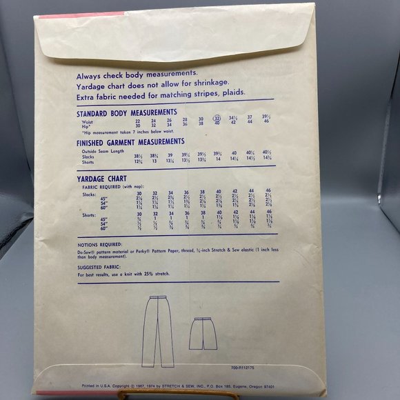 UNCUT Vintage Sewing PATTERN Stretch and Sew 700 by Ann Person Ladies 1974 Slack - Picture 4 of 4